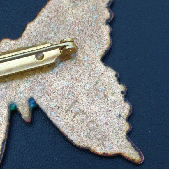 ViNTAGE Swirl Enameled Butterfly Pin Brooch Signed Inga - Picture 7 of 8